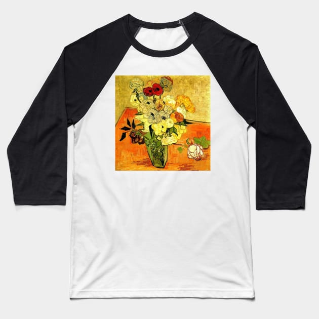 Van Gogh Japanese Flower Vase Baseball T-Shirt by Doodlehive 